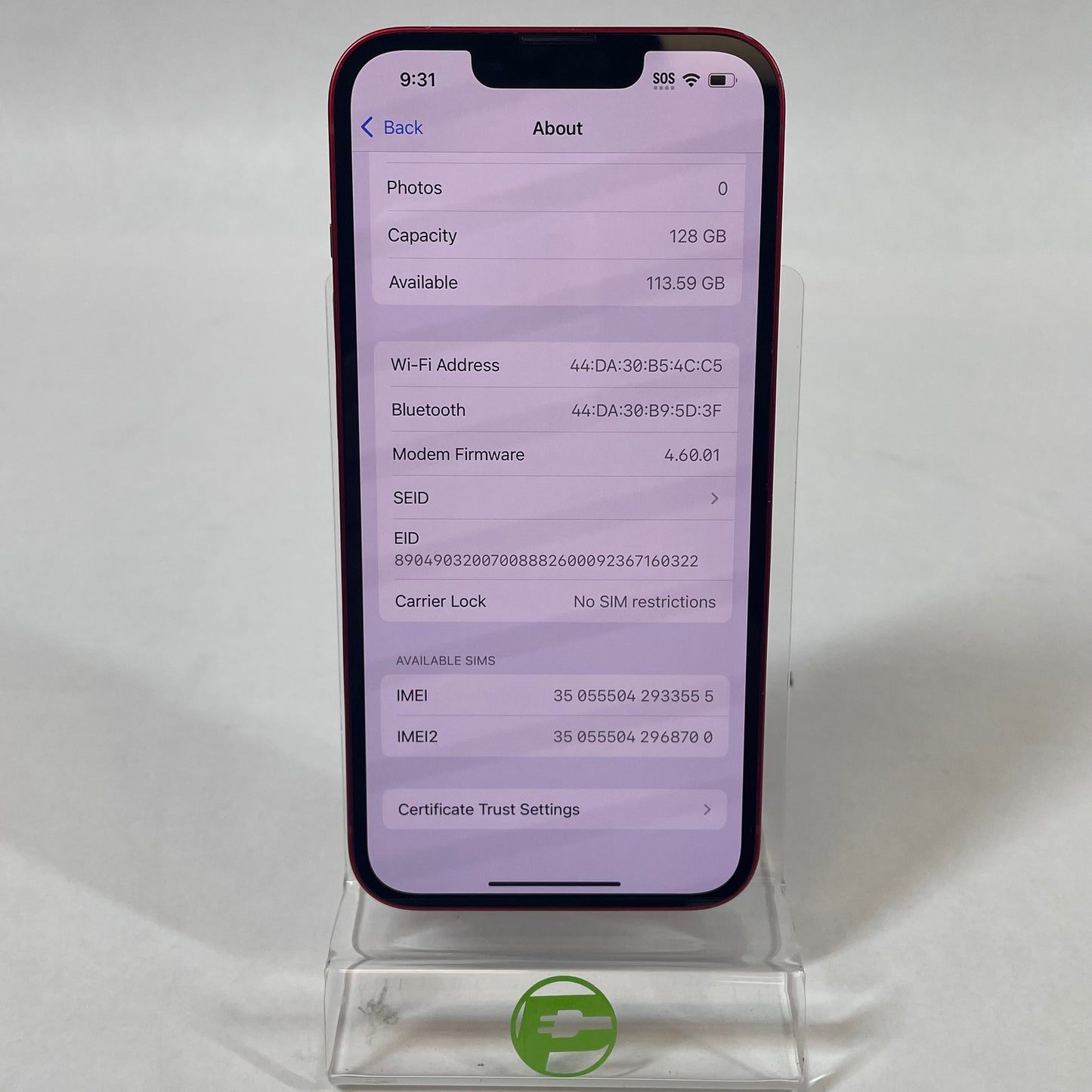 Unlocked Apple iPhone 13 128GB Red MLAA3LL/A