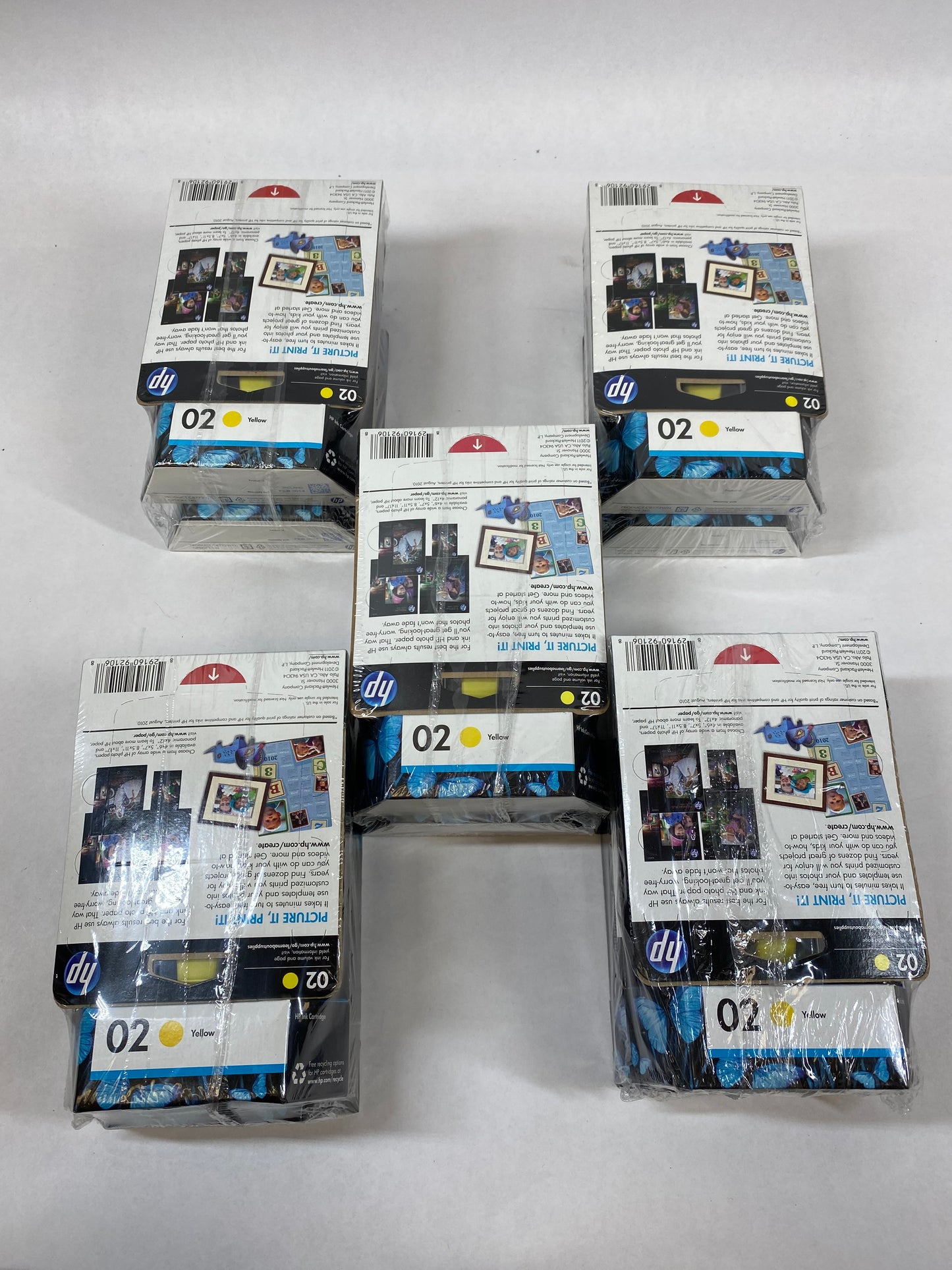 Lot of 5 New HP 4-Pack 02 C8773WN Yellow Ink Cartridge