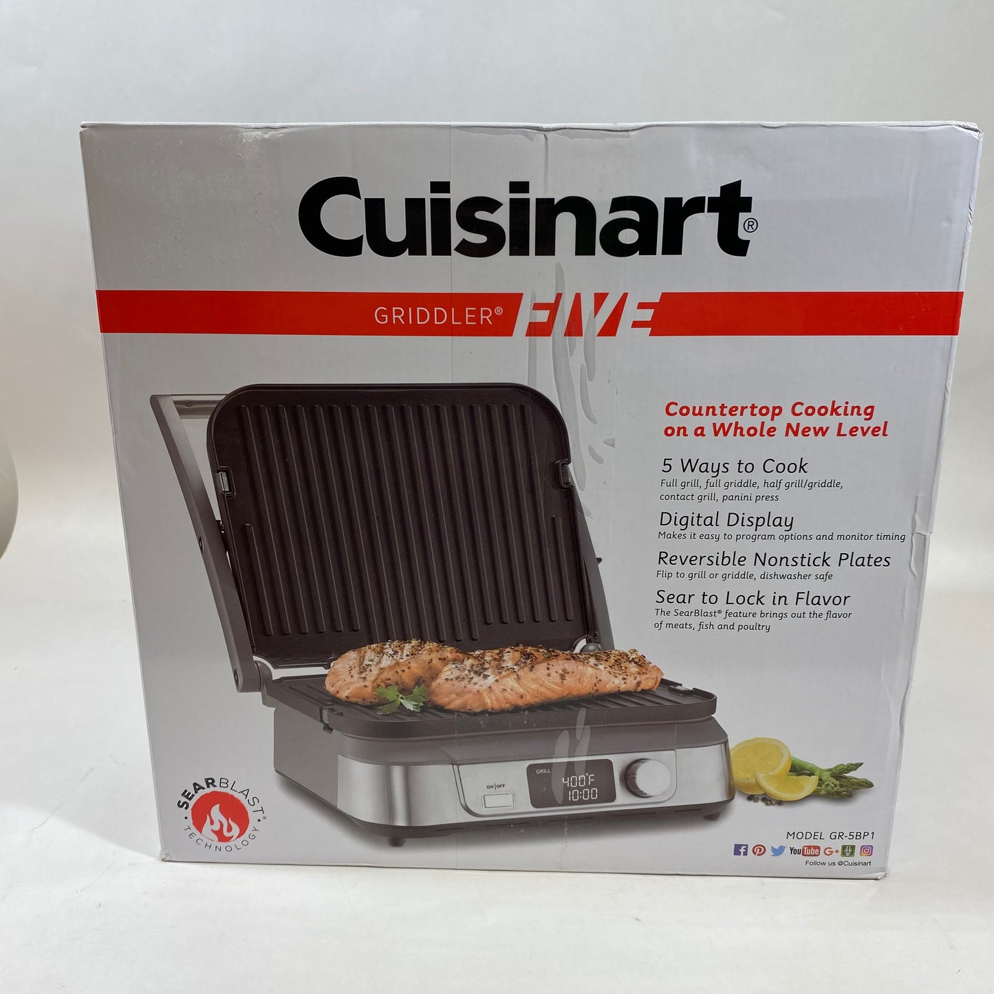 New Cuisinart Griddler Five Electric Grill Griddle Pan GR-5BP1