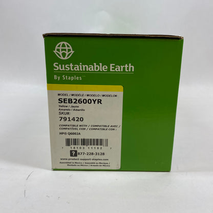 New Staples Sustainable Earth SEB2600YR Yellow Remanufactured Toner Cartridge