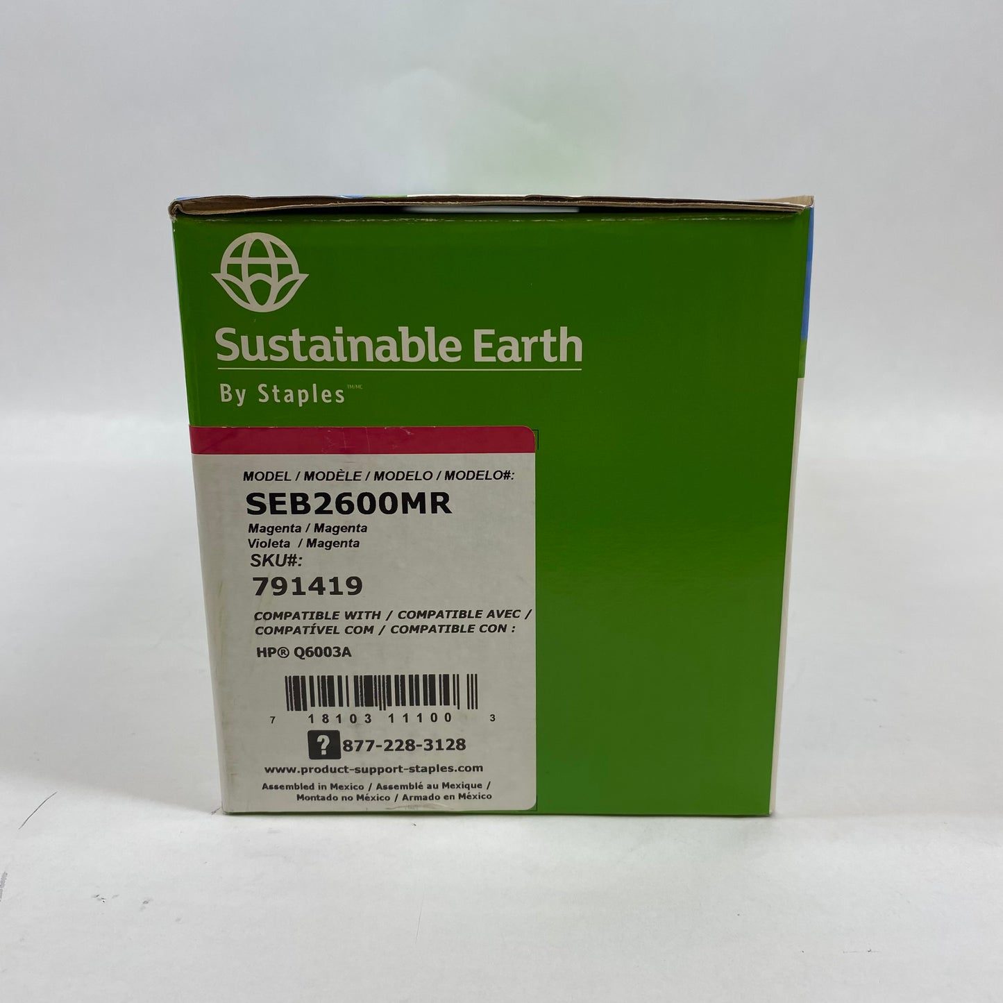 New Staples Sustainable Earth SEB2600MR Magenta Remanufactured Toner Cartridge