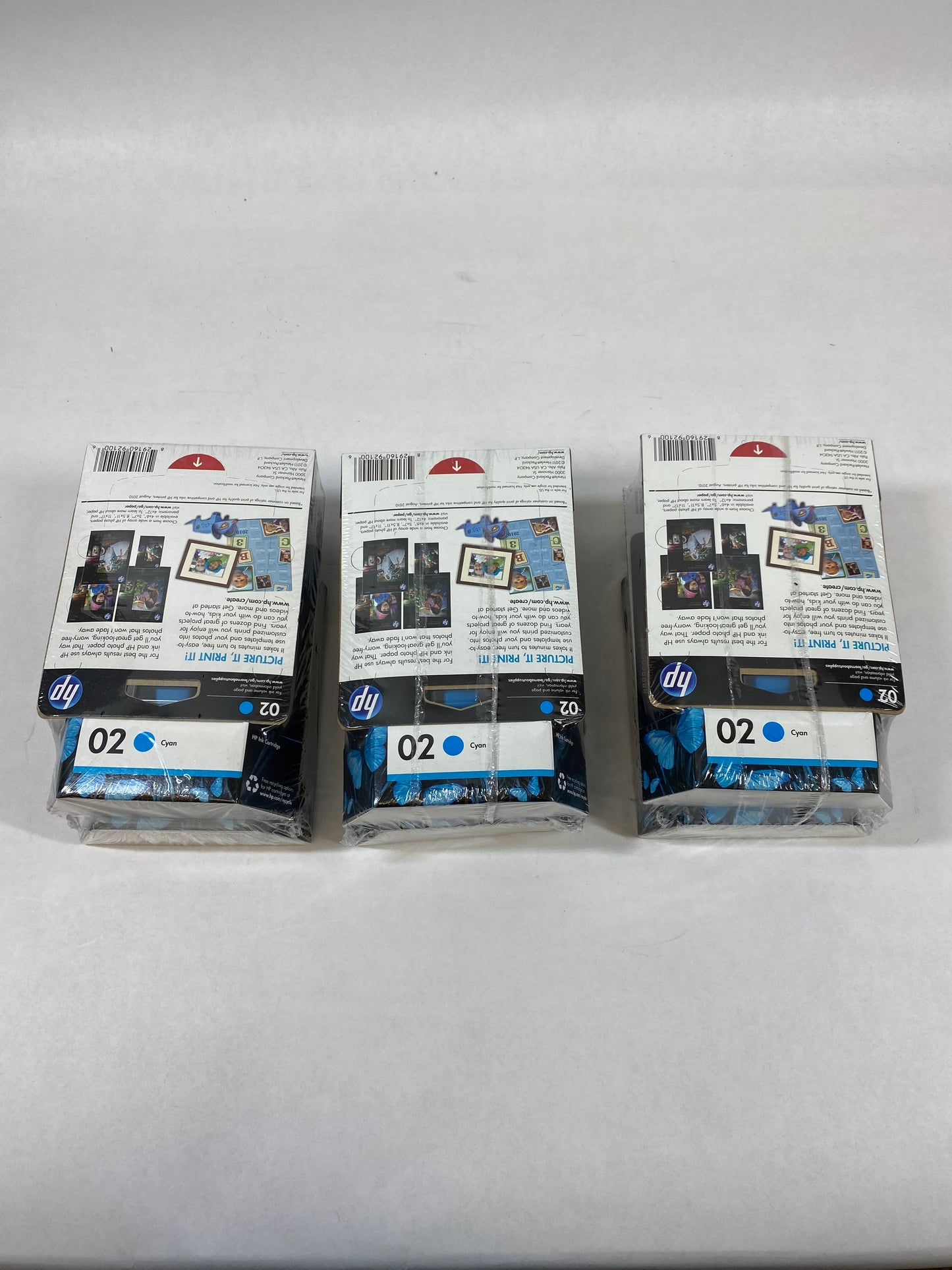 Lot of 3 New HP 4-Pack 02 C8771WN Cyan Ink Cartridge