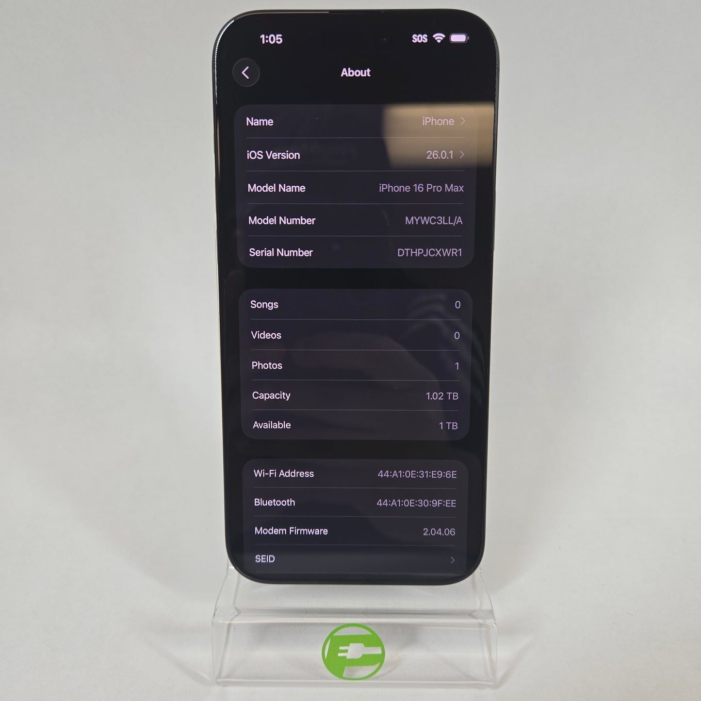 Unlocked Apple iPhone 16 Pro Max 1TB Black Titanium MYWC3LL/A