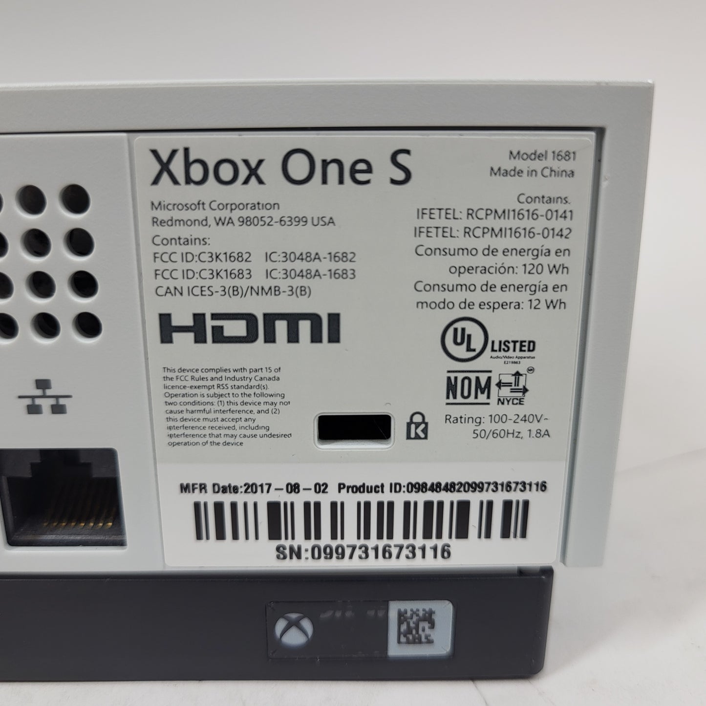 Broken Microsoft Xbox One S 500GB Console Gaming System Only 1681 Bad HDMI