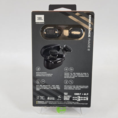New JBL Endurance Race 2 Waterproof Bluetooth Wireless Earbuds Black