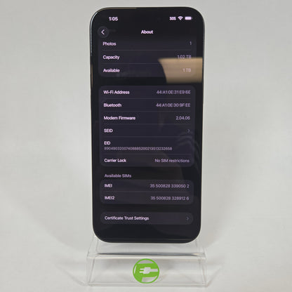 Unlocked Apple iPhone 16 Pro Max 1TB Black Titanium MYWC3LL/A