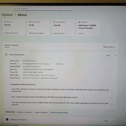 Skytech King 95 Ryzen 7 9700X 3.80GHz 32GB RAM 2TB SSD ZOTAC GeForce RTX 5070 PC